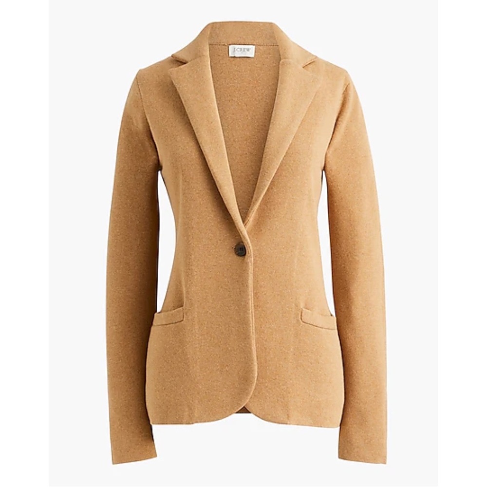 New J.Crew Factory Schoolboy Sweater-Blazer, Classic Knit Camel Jacket, Khaki
